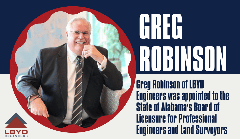 Greg Robinson appointed to the state of Alabama's Board of Licensure for Professional Engineers and Land Surveyors