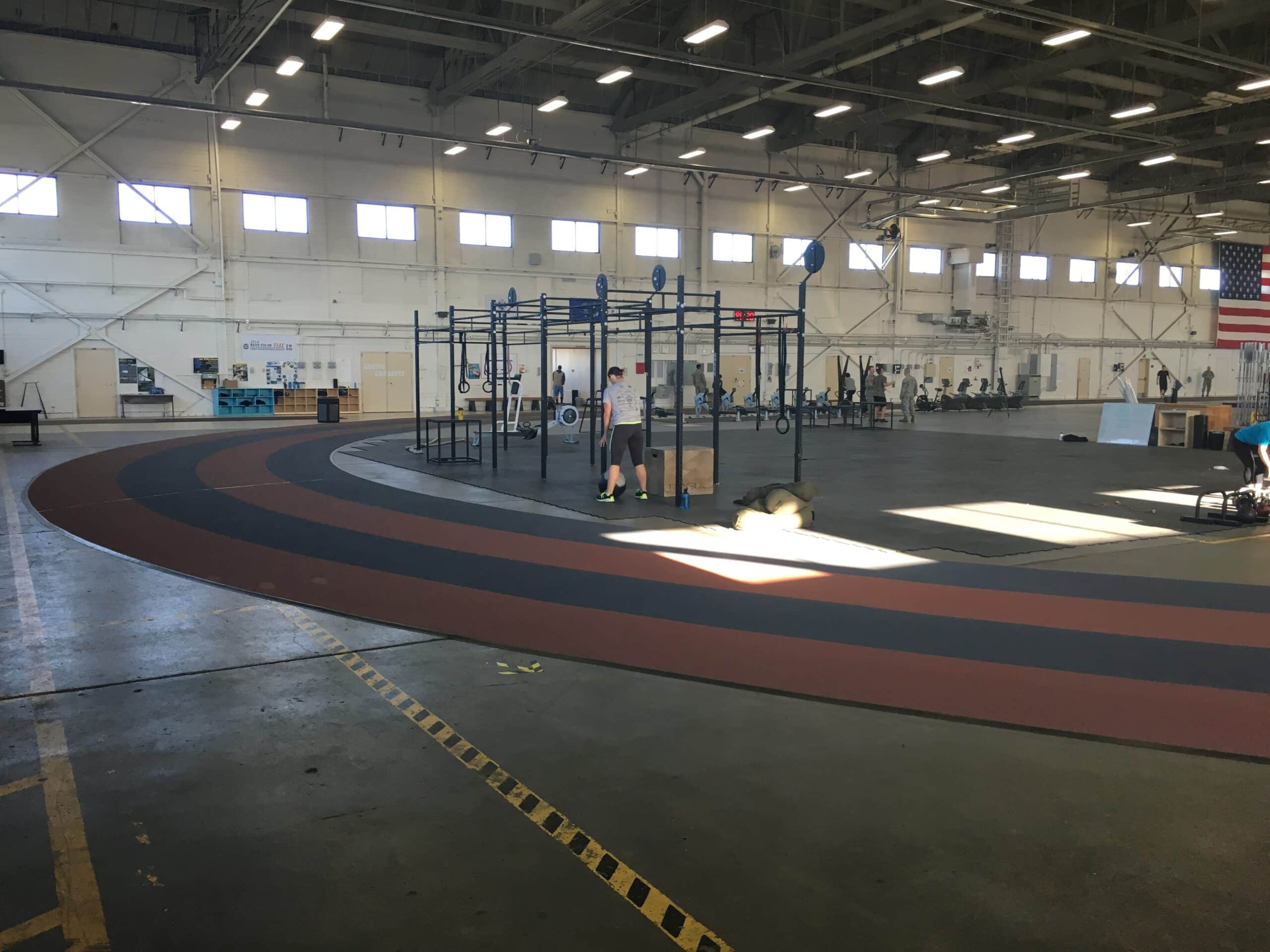 Photo of indoor track in Hanger 5 at Joint Base Elmendorf-Richardson, Alaska
